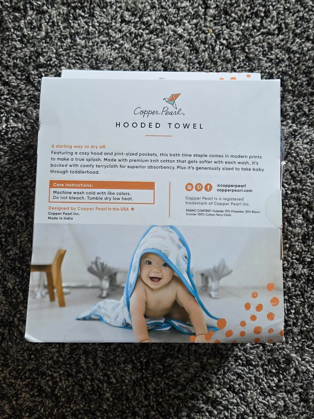 Copper Pearl Infant To Toddler Cozy Hooded Towel - Red & Gray Plaid